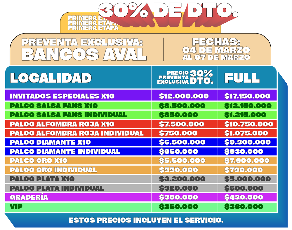 Concierto Vive La Salsa 2024 - Parque Simón Bolívar 2024 - Precios