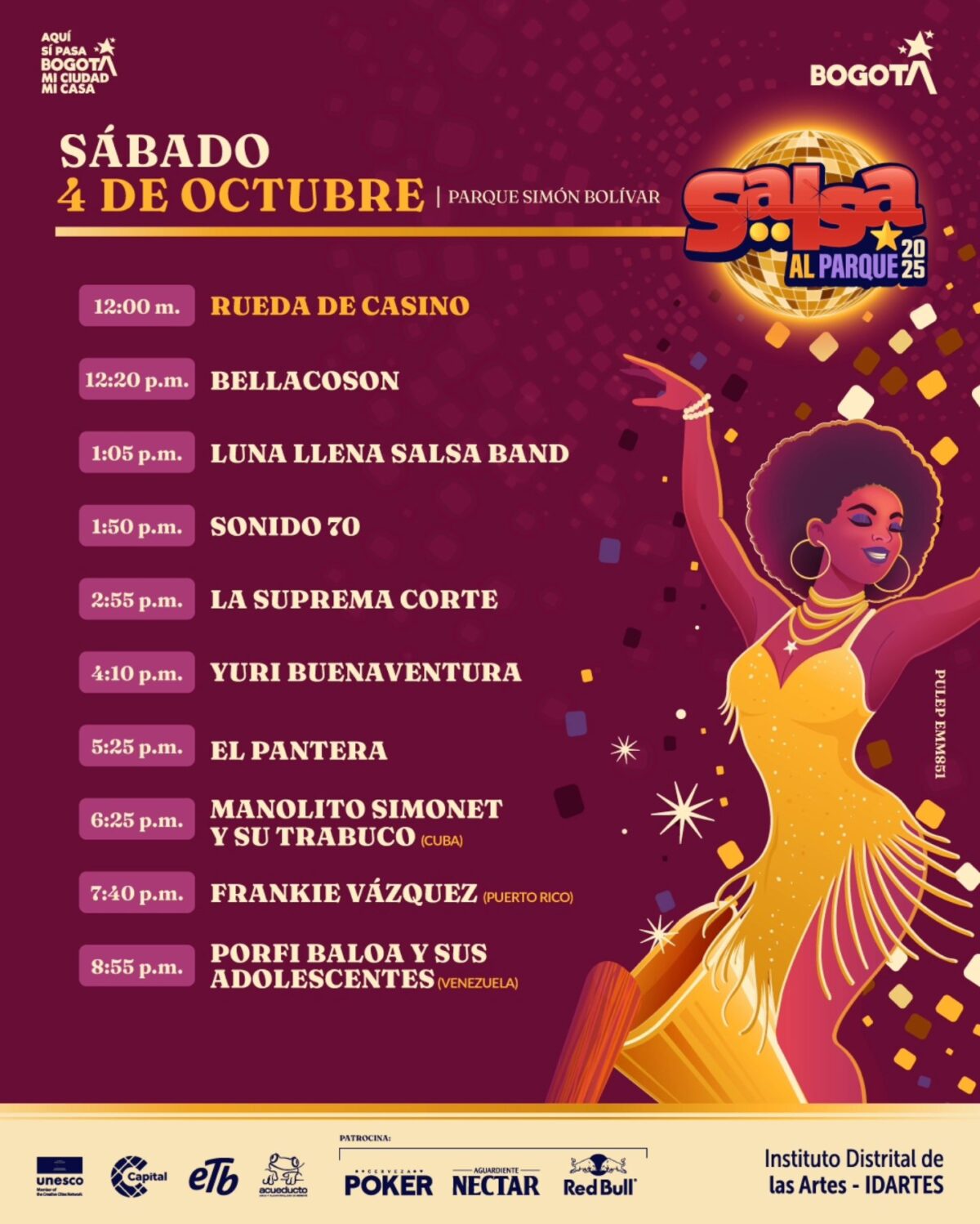 Programación Festival Salsa Al Parque 2025 Sábado