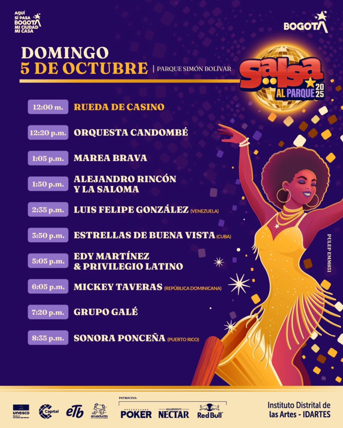 Programación Festival Salsa Al Parque 2025 domingo